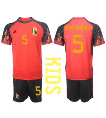 Lacne Dětský Futbalové dres Belgicko Jan Vertonghen #5 MS 2022 Krátky Rukáv - Domáci (+ trenírky)